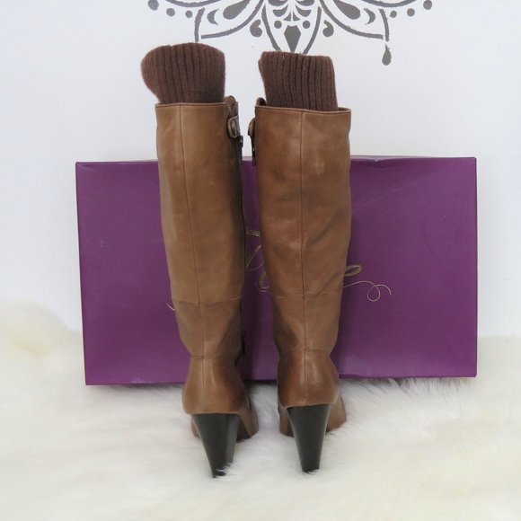 Fergie Tan High Heeled Knee High Boots 10 - Picture 4 of 5